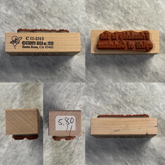 Stampa Rosa Vintage 1998 & 1999 Lot of 2 Christmas Sayings Wood & Rubber Stamps - Picture 2 of 7